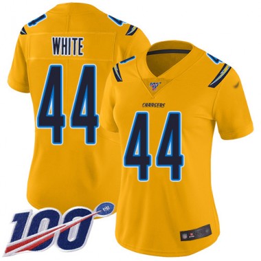 Los Angeles Chargers NFL Football Kyzir White Gold Jersey Women Limited #44 100th Season Inverted Legend